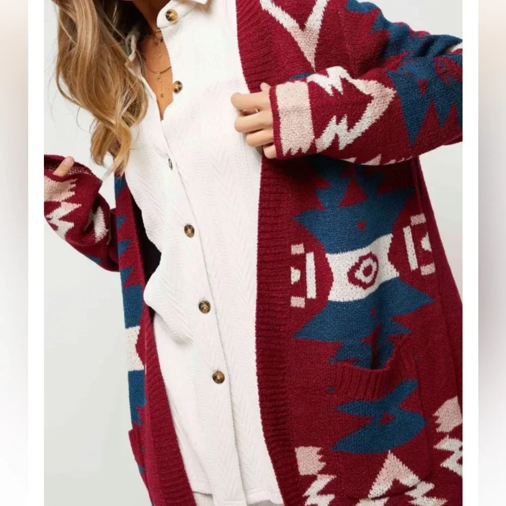 DAVI & DANI Aztec Embroidered Knit Cardigan - Picture 5 of 5